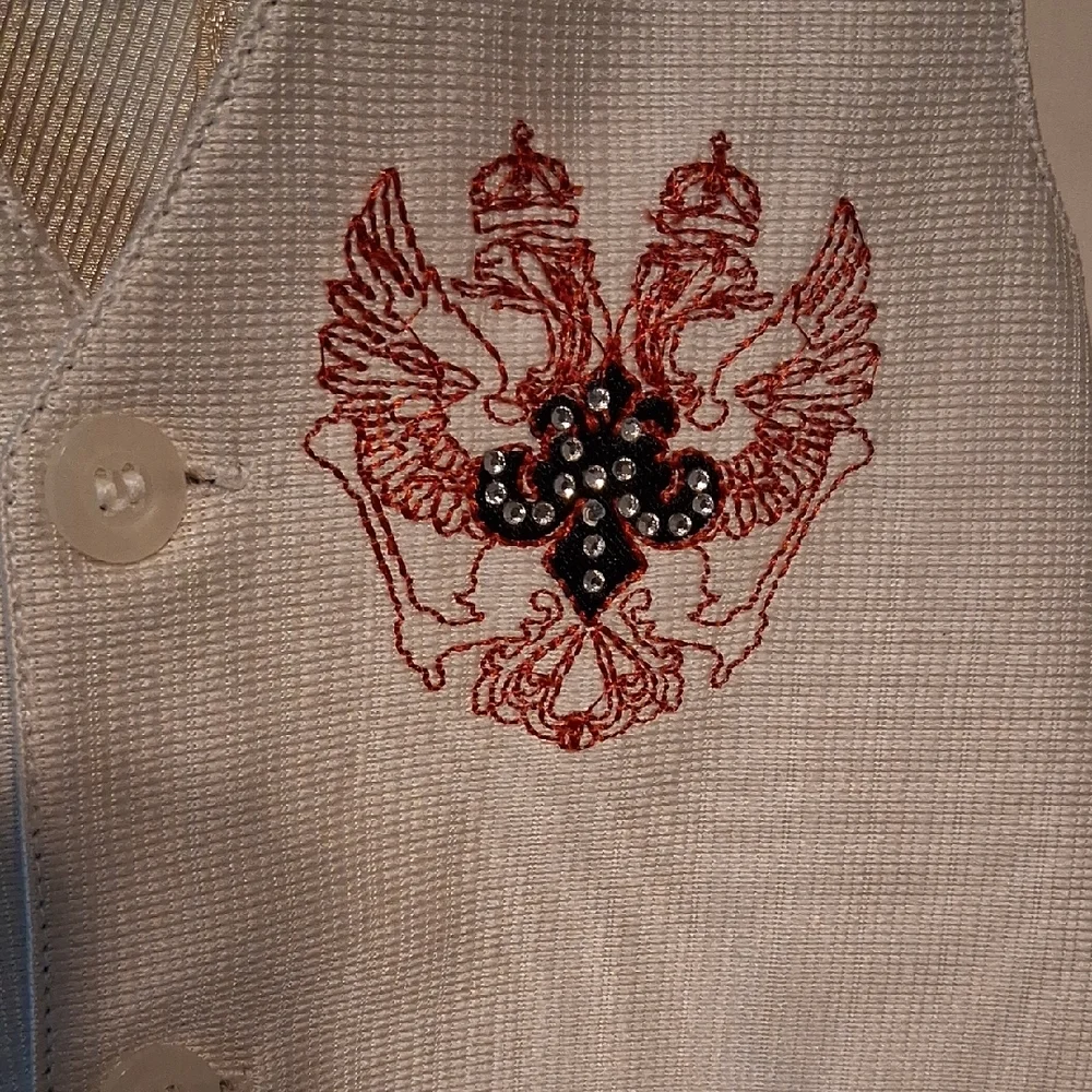 Elegant Kids Light Cream Vest with Embroidered Design